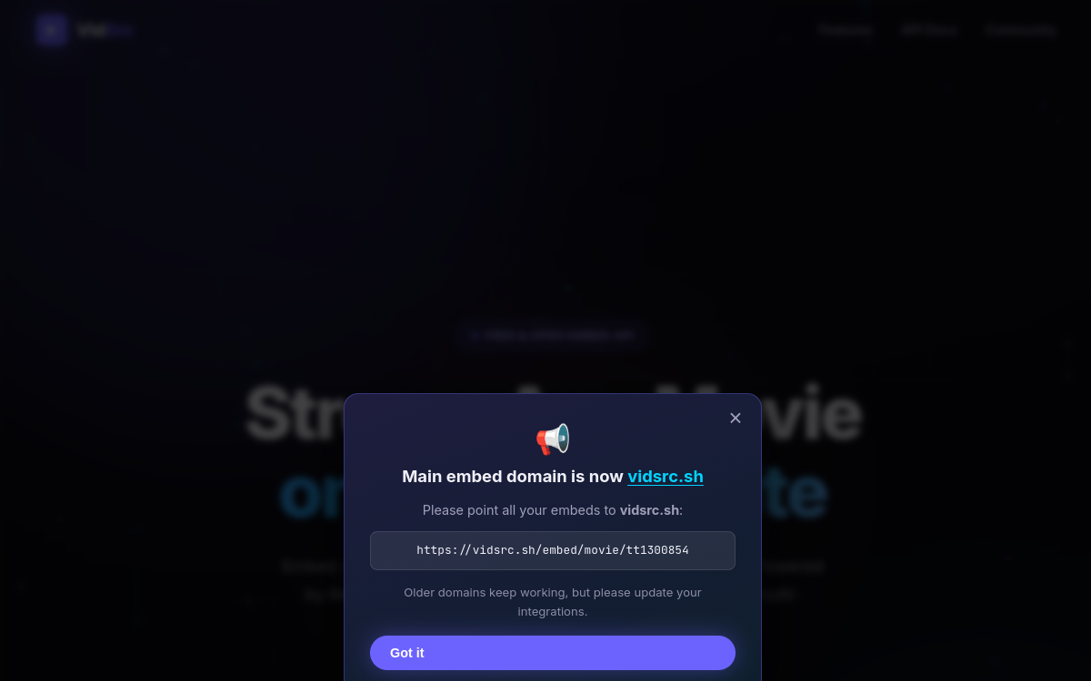 Screenshot preview of vidsrc2.ru