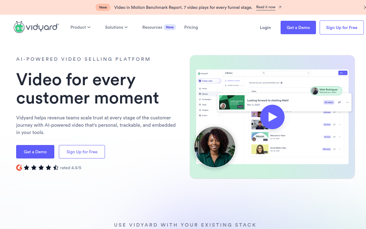 Vidyard - Video Tools for Virtual Sales and Marketing Teams website screenshot