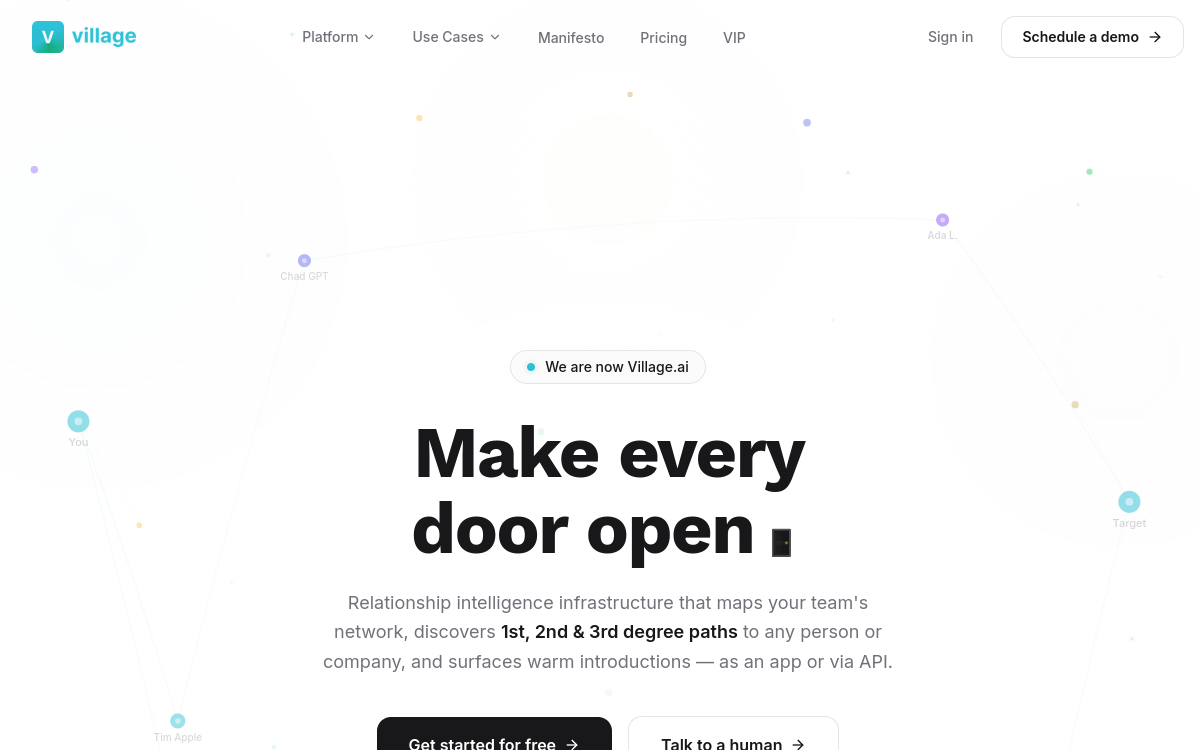Village website screenshot