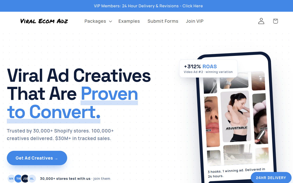 Viral Ecom Adz website screenshot