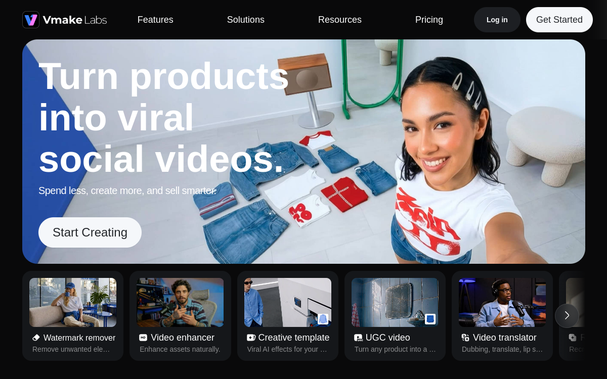Vmake AI website screenshot