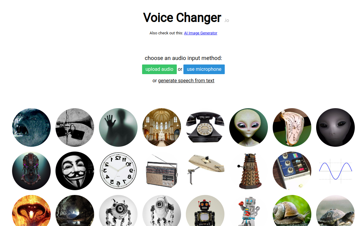 voicechanger.io website screenshot