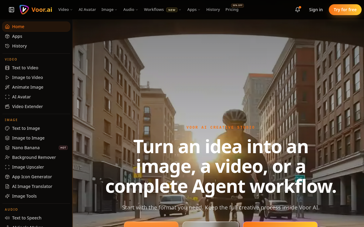 Voor AI website screenshot