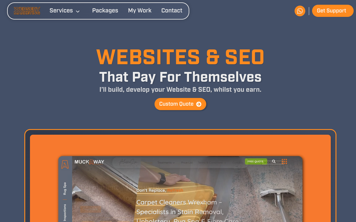 WebServ Marketing homepage screenshot
