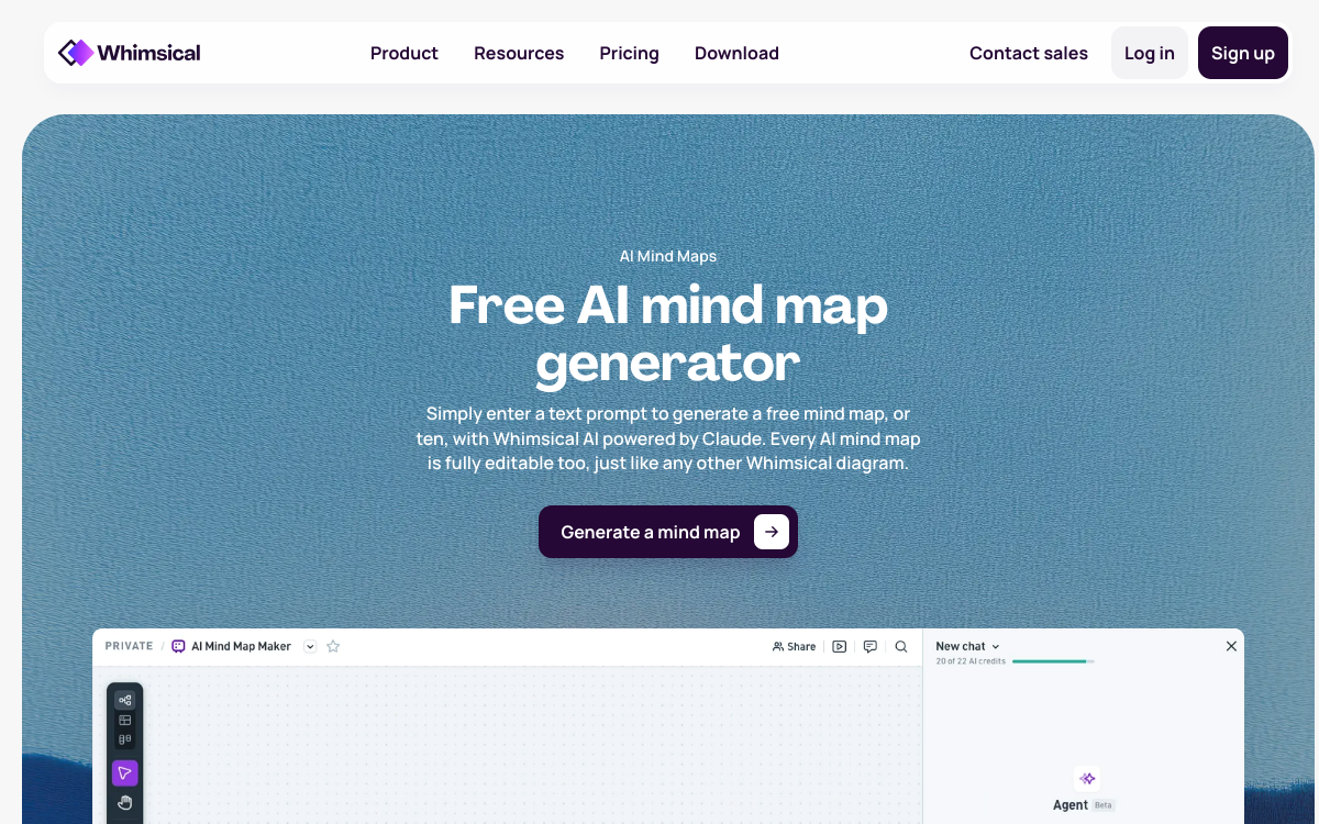 AI Mind Map Maker – Whimsical 网站预览