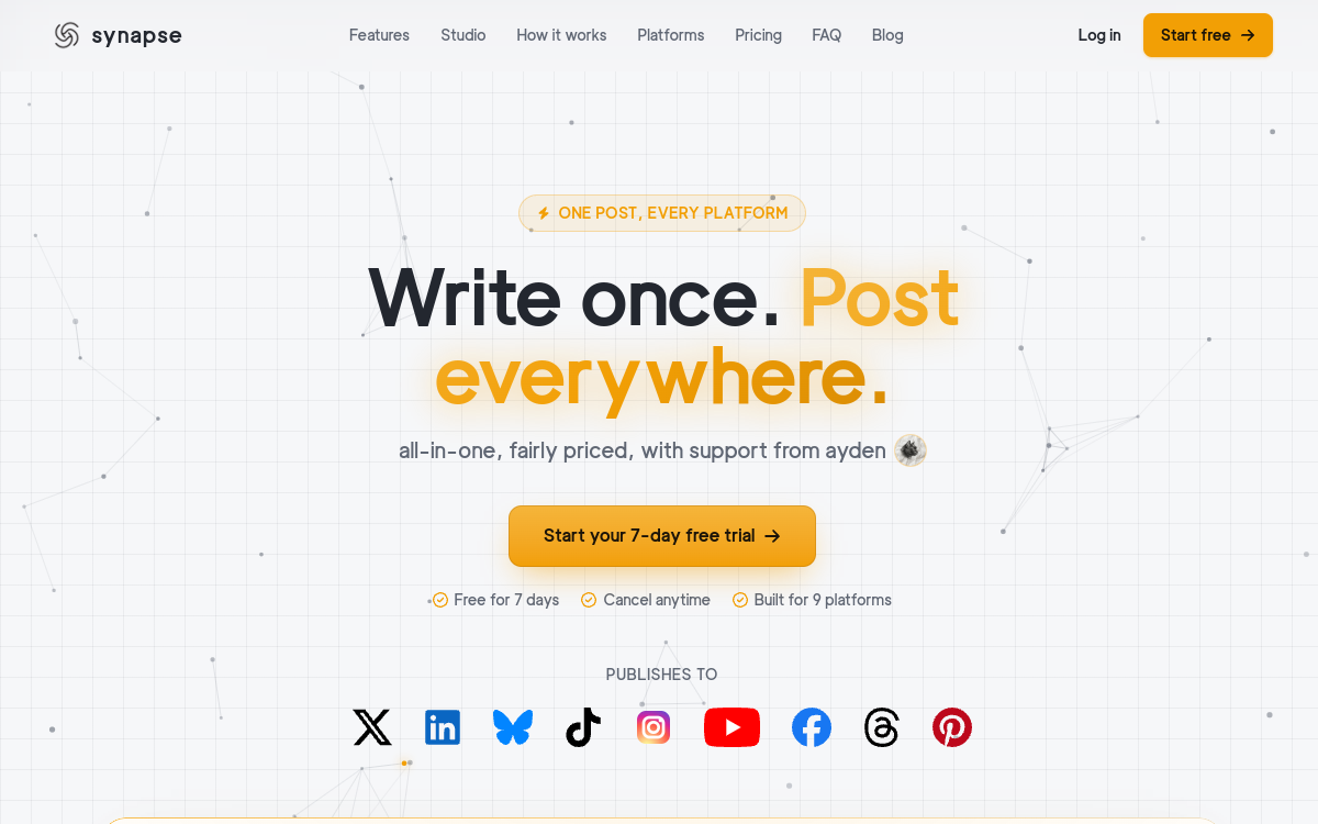 Synapse Social website screenshot