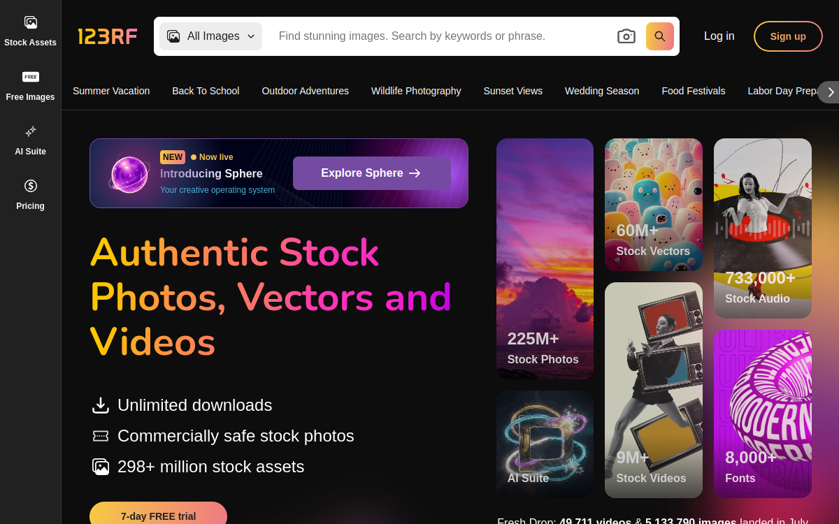123RF AI Search Engine website screenshot