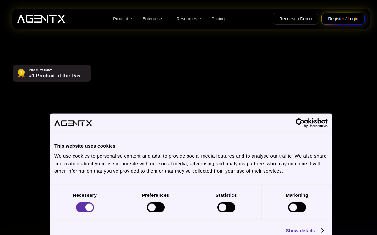 AgentX website screenshot