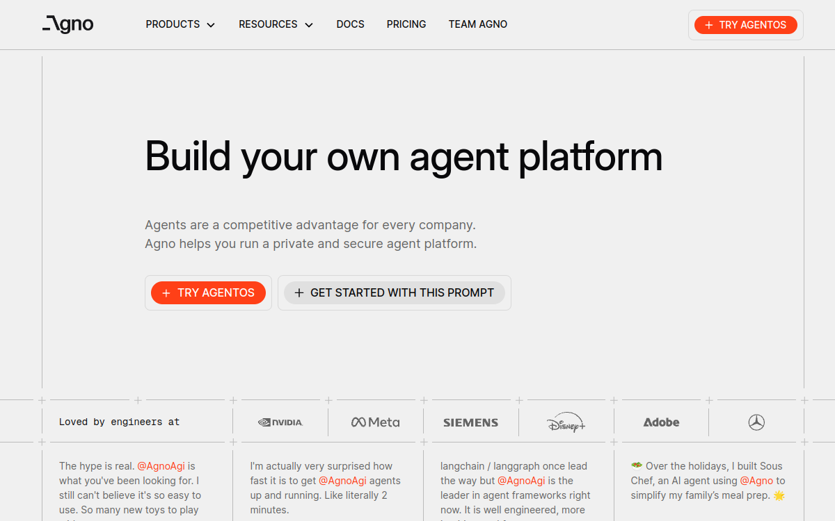 Agno website screenshot