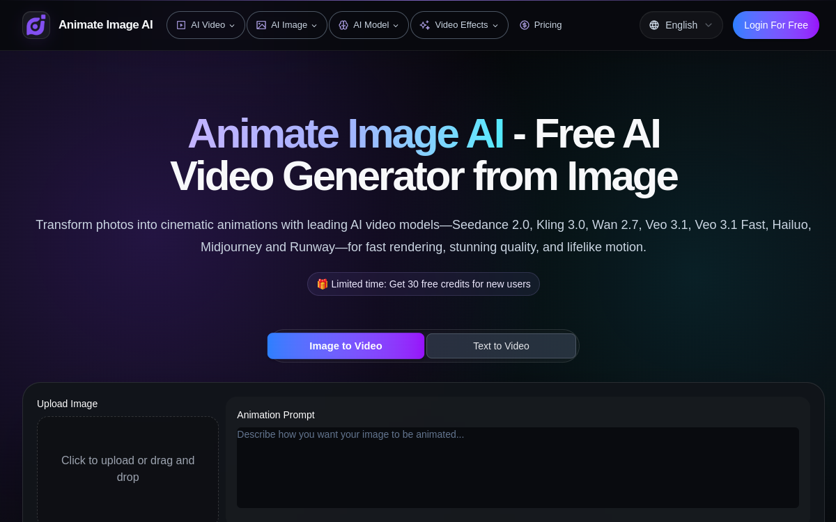 AI Animate Image website screenshot