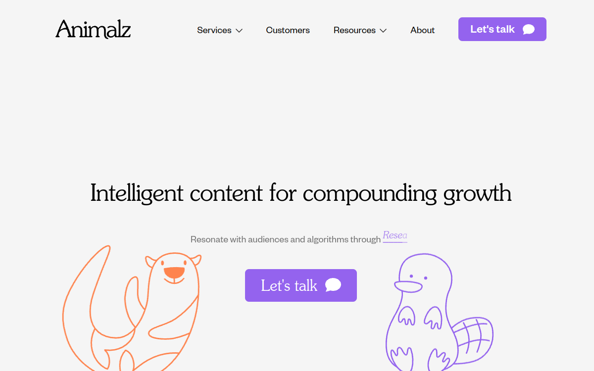 Animalz homepage screenshot