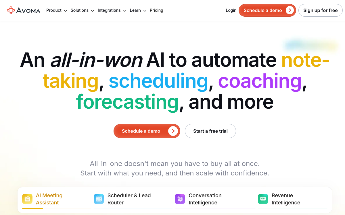 Avoma – AI Meeting Assistant website screenshot
