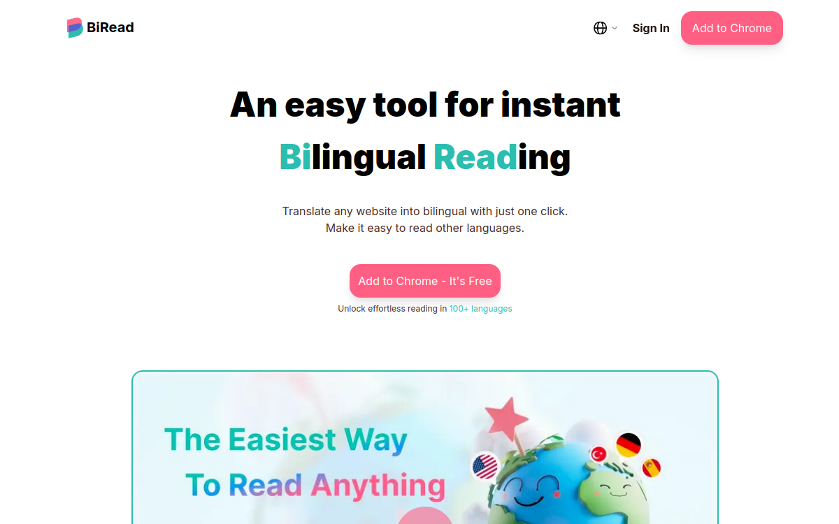 BiRead - bilingual subtitles website screenshot