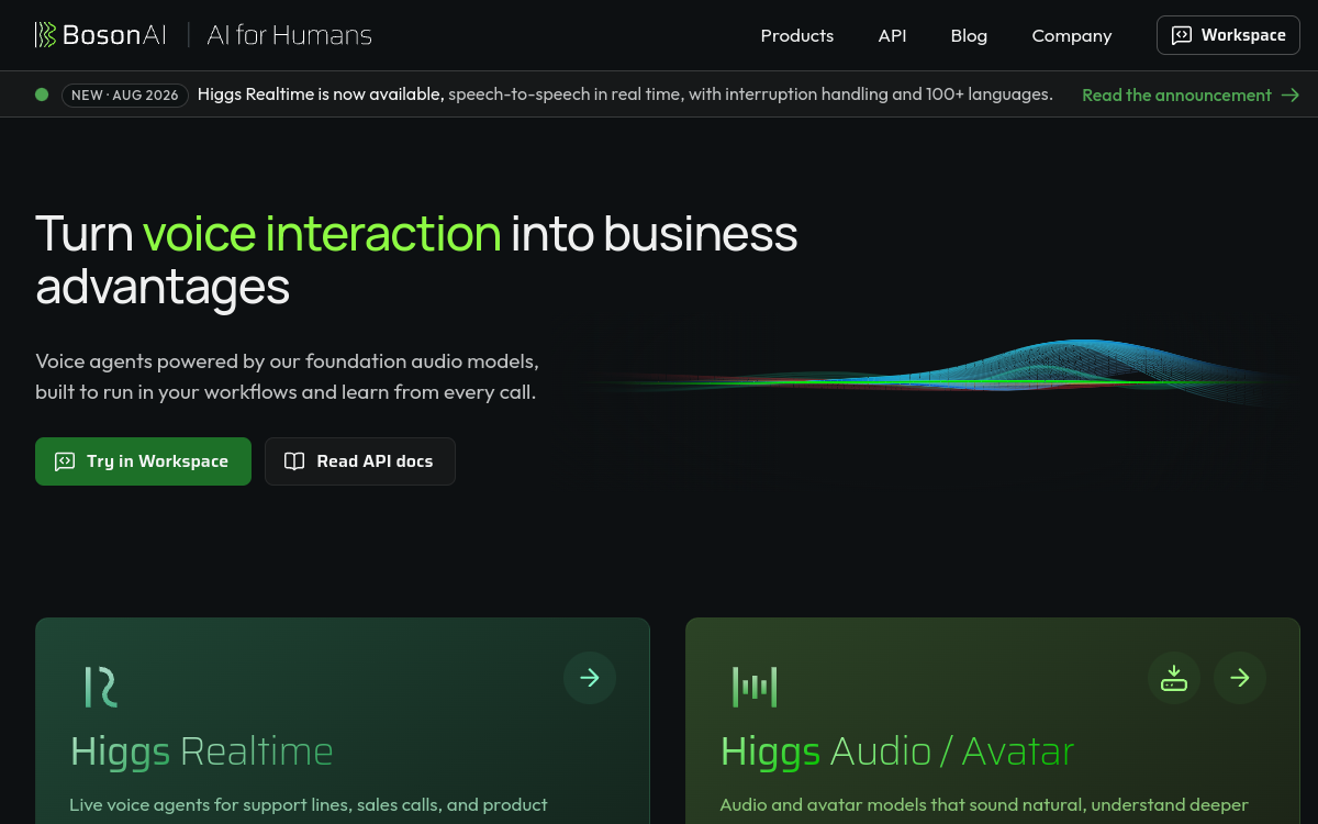 Boson AI website screenshot