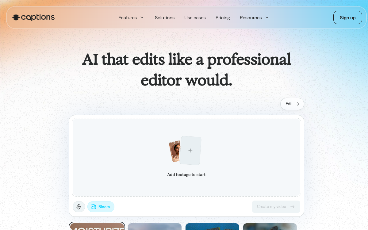 Captions website screenshot