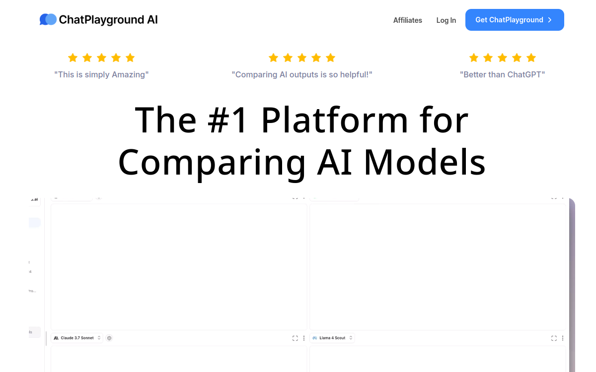 ChatPlayground AI website screenshot