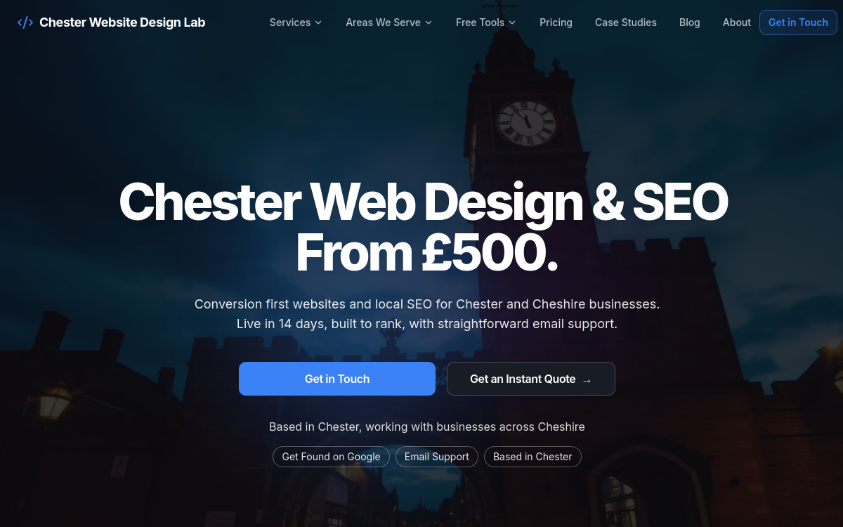 Chester Website Design Lab homepage screenshot