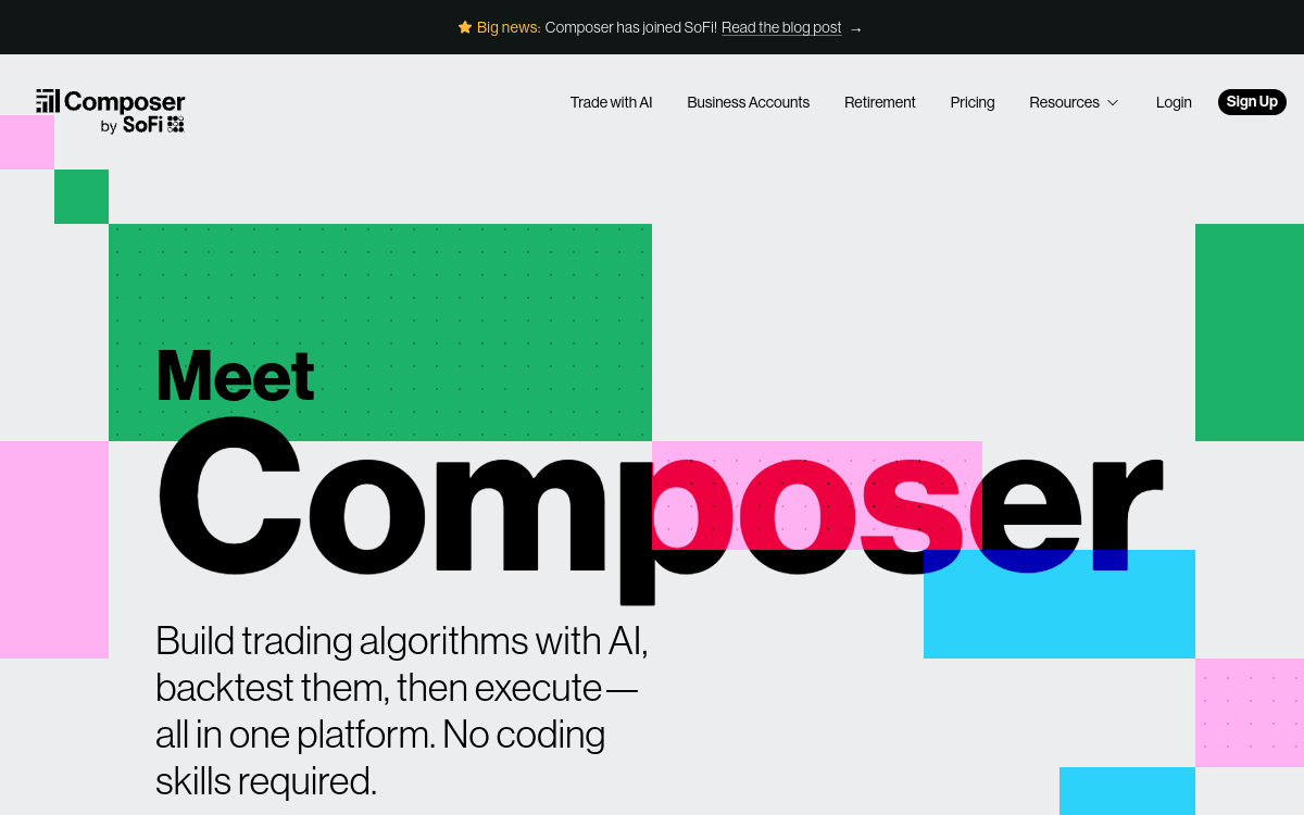 Composer - Your AI Copilot for Trading website screenshot