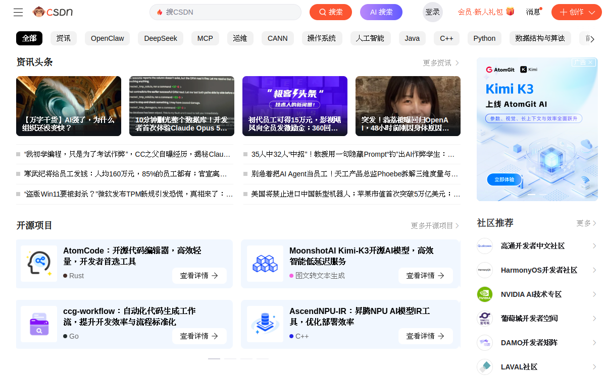 专业的开发者社区 网站预览