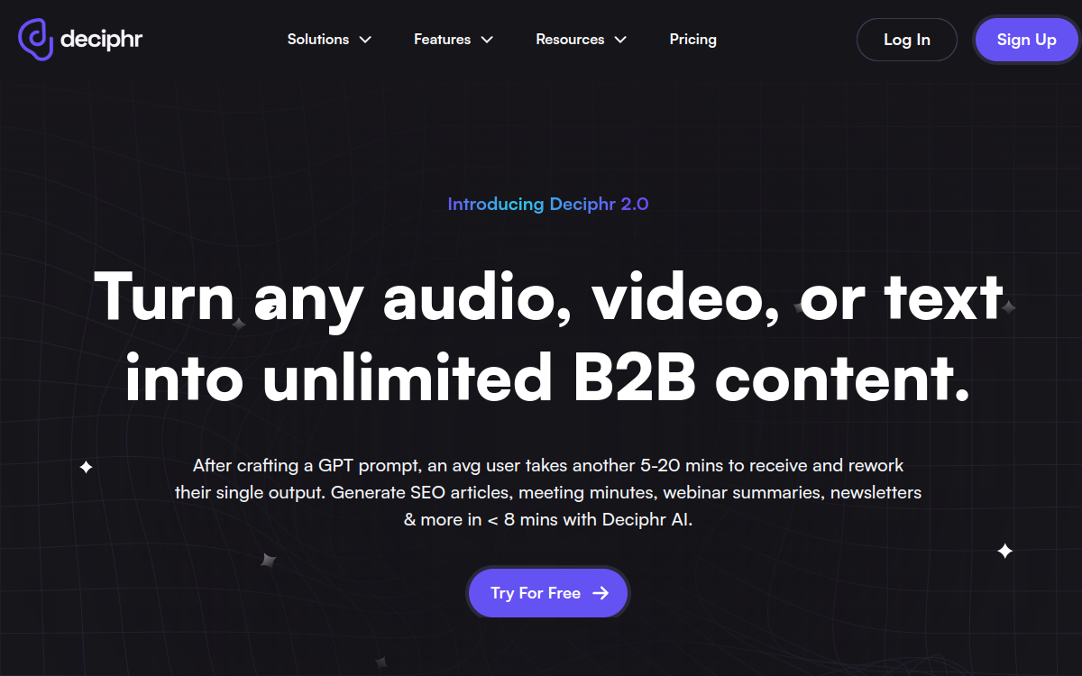 deciphr website screenshot