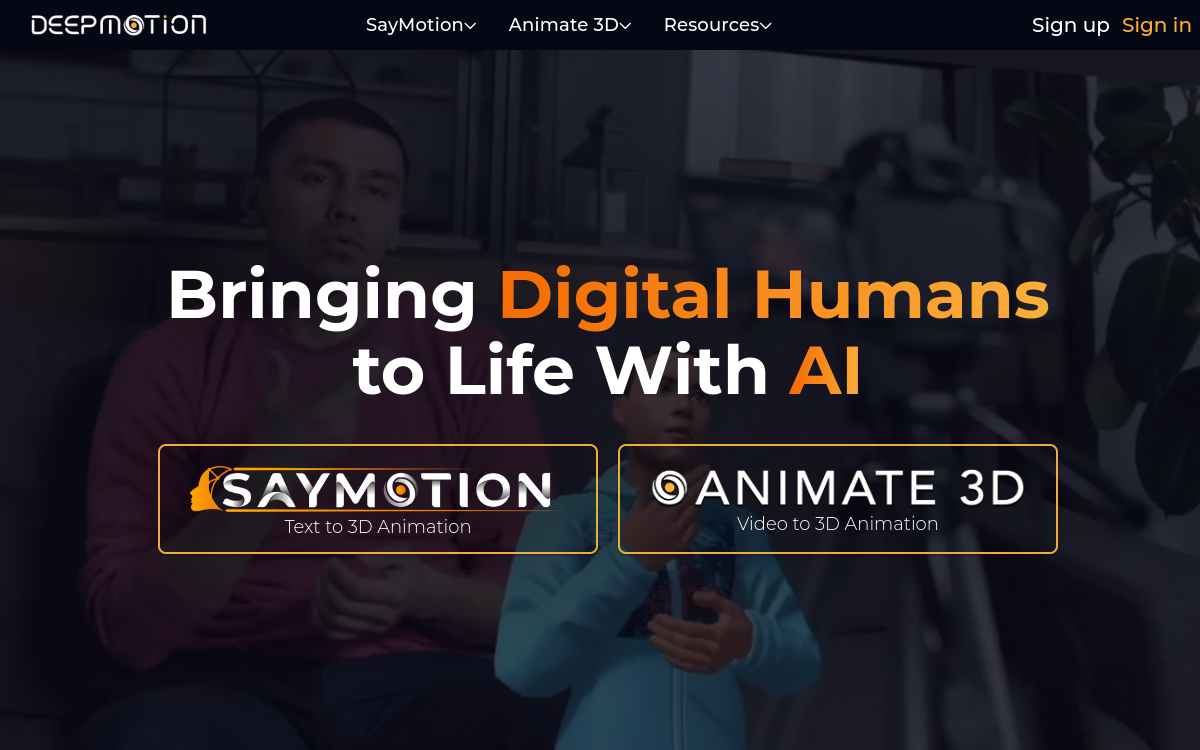 DeepMotion website screenshot