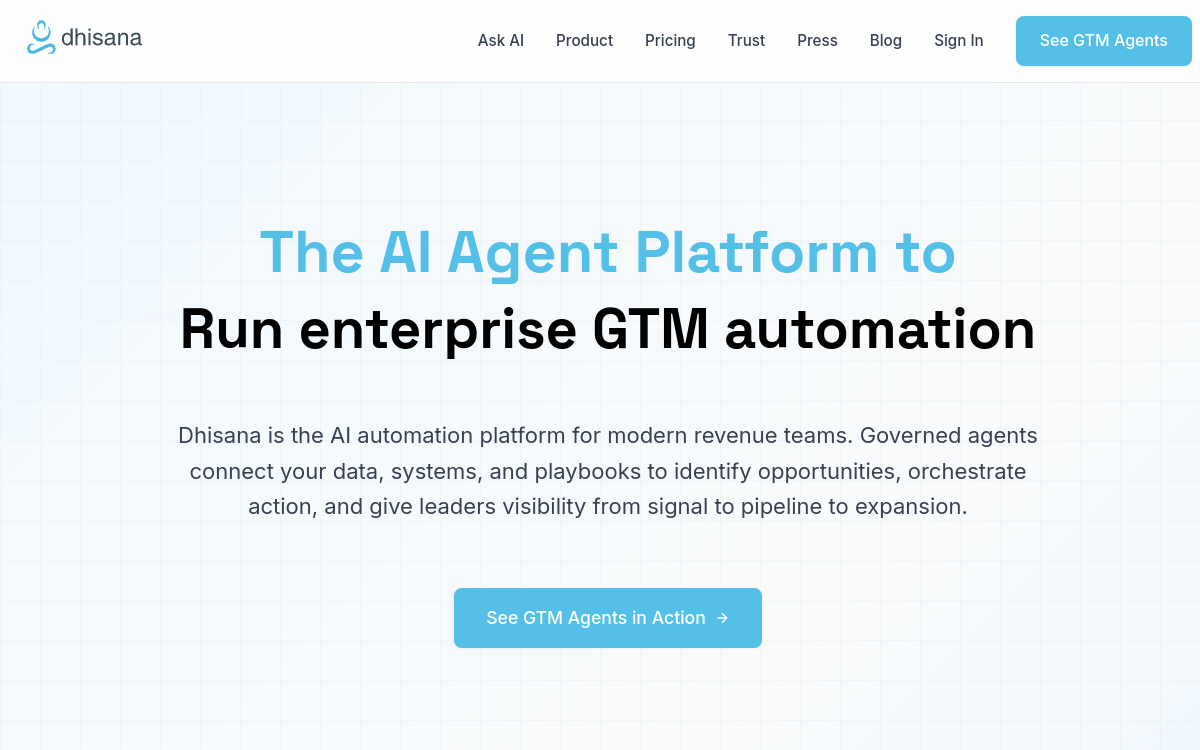 Dhisana AI website screenshot