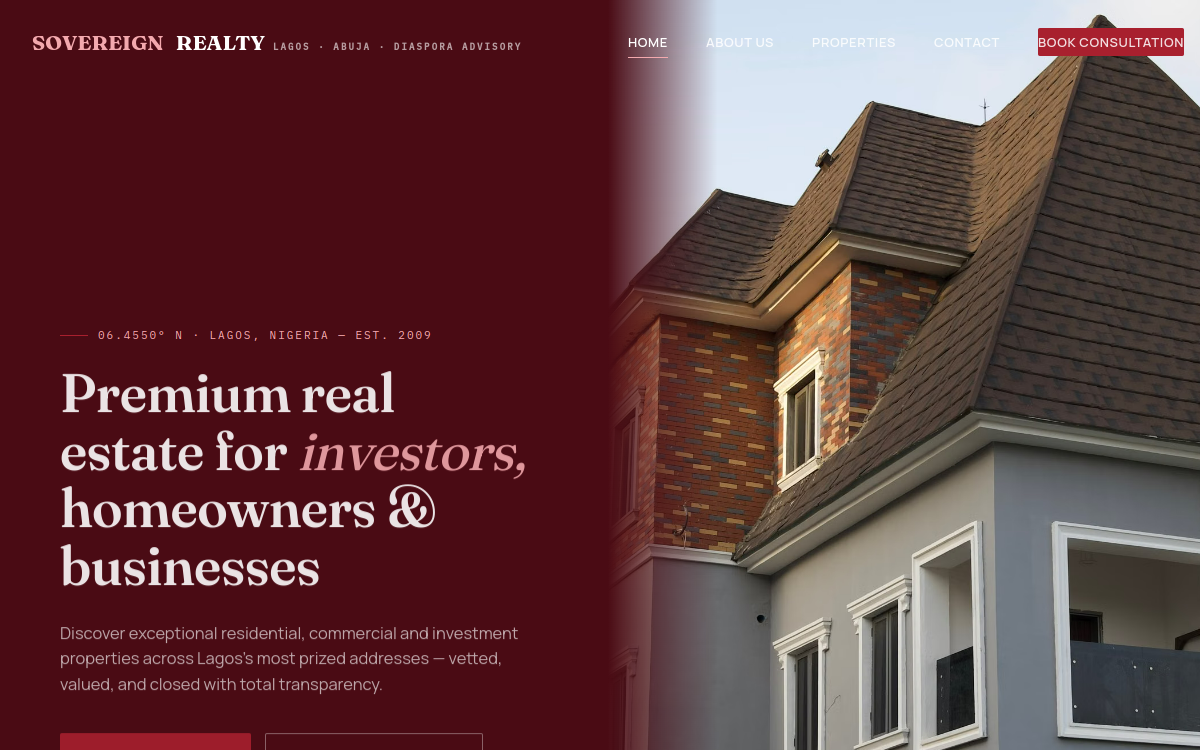 Sovereign website interface
