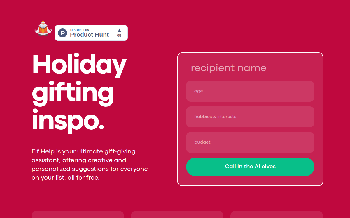 Elf Help website screenshot