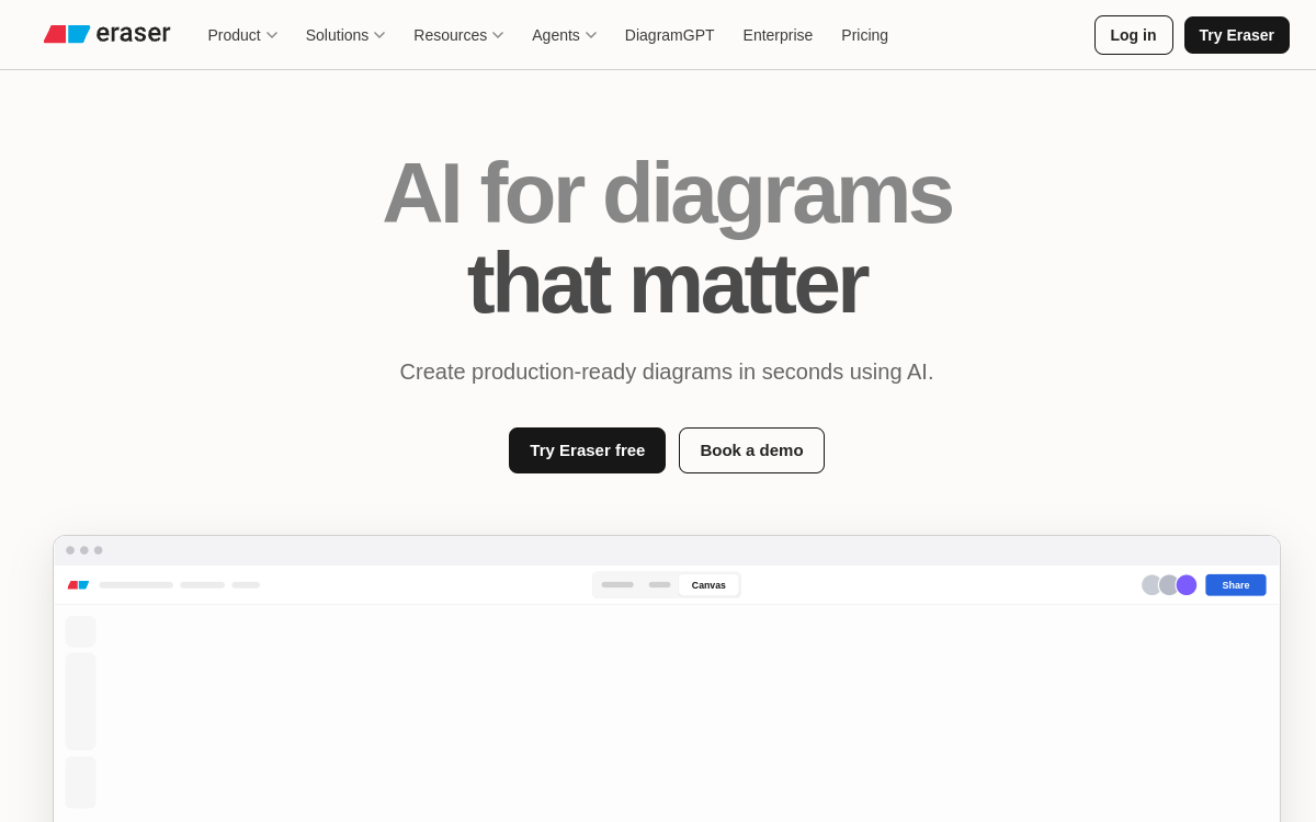 Eraser website screenshot