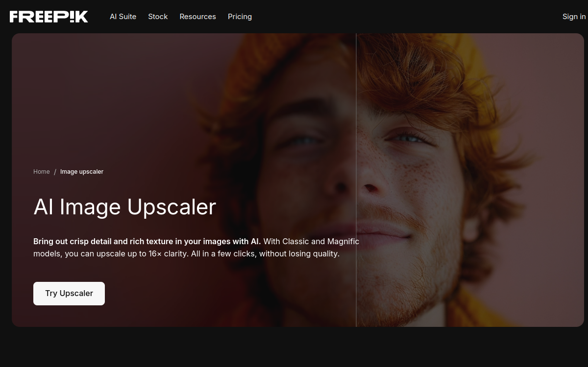 Freepik Image Upscaler screenshot