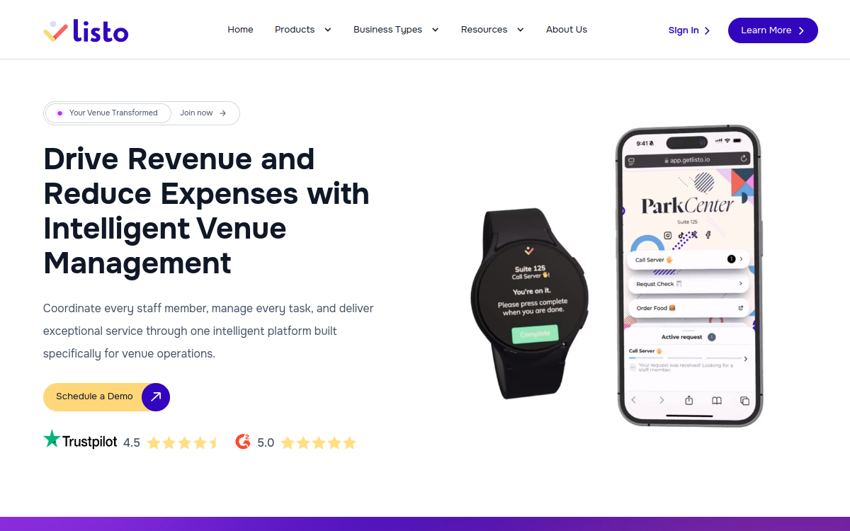 Listo website screenshot