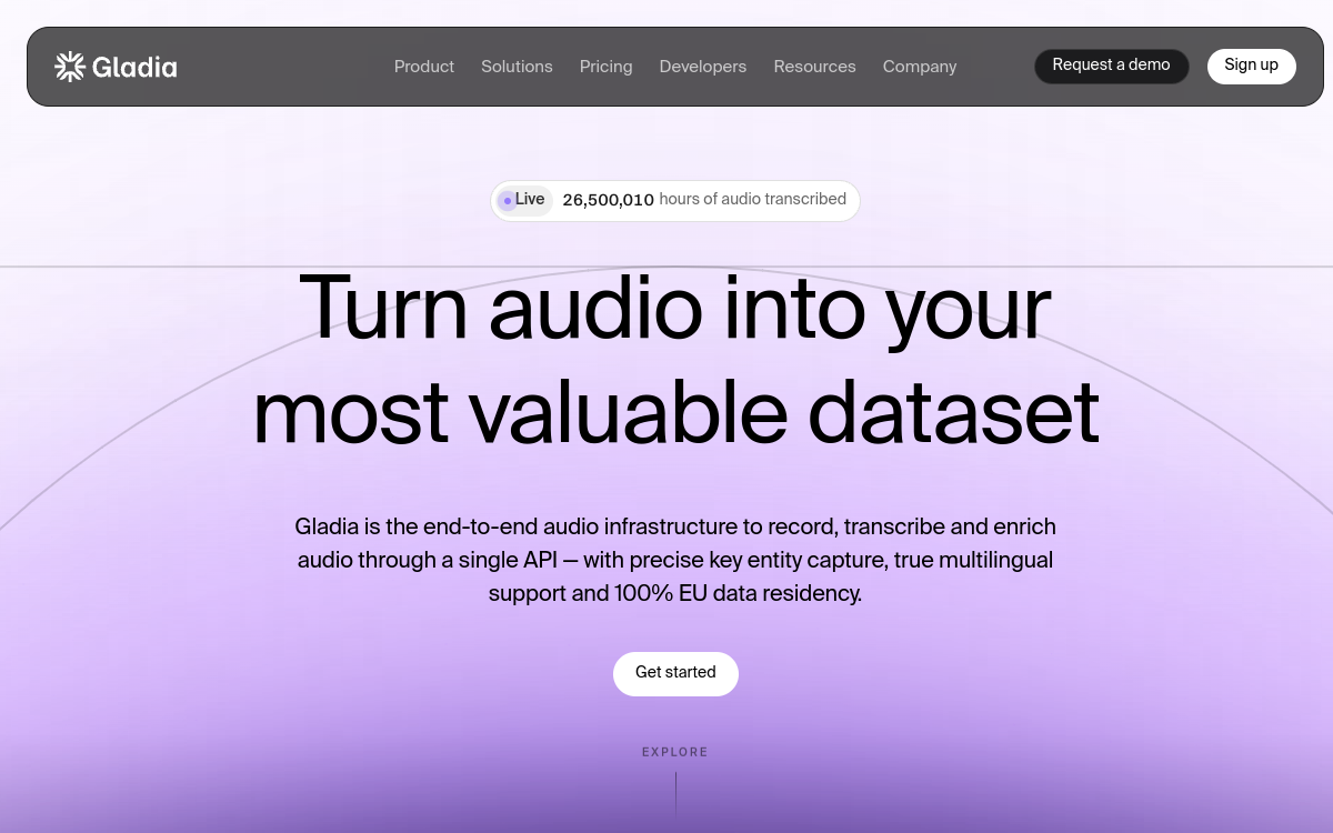 Gladia website screenshot