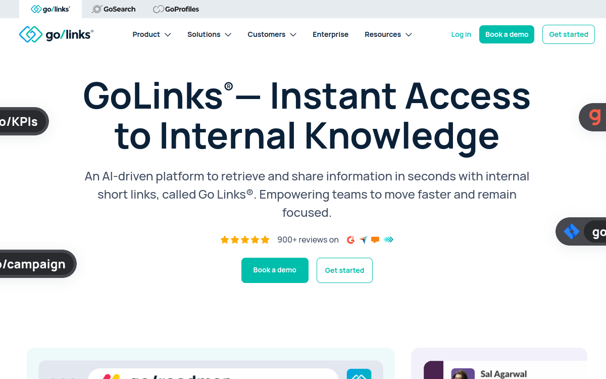 GoLinks Search Powered by ChatGPT website screenshot