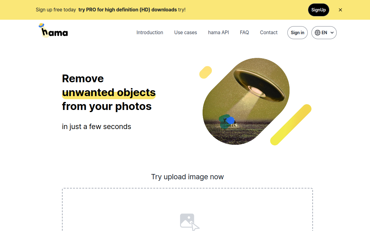 Hama - Image Editing website screenshot