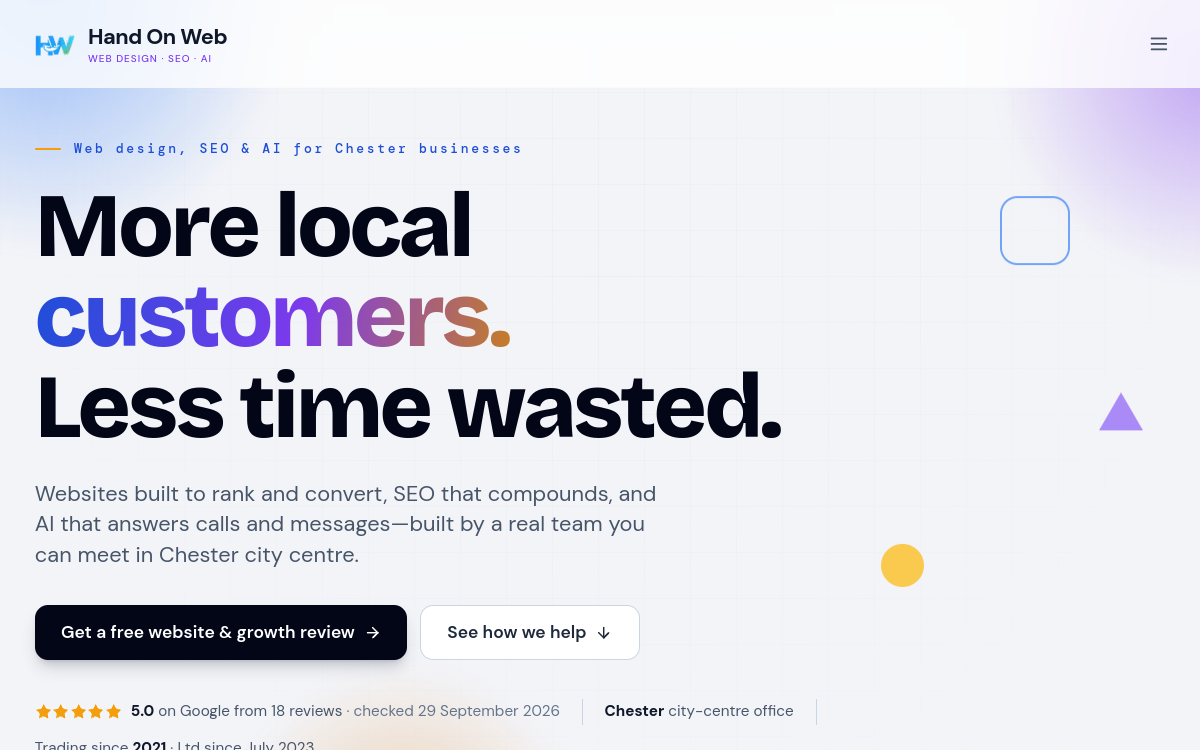 Handonweb homepage screenshot