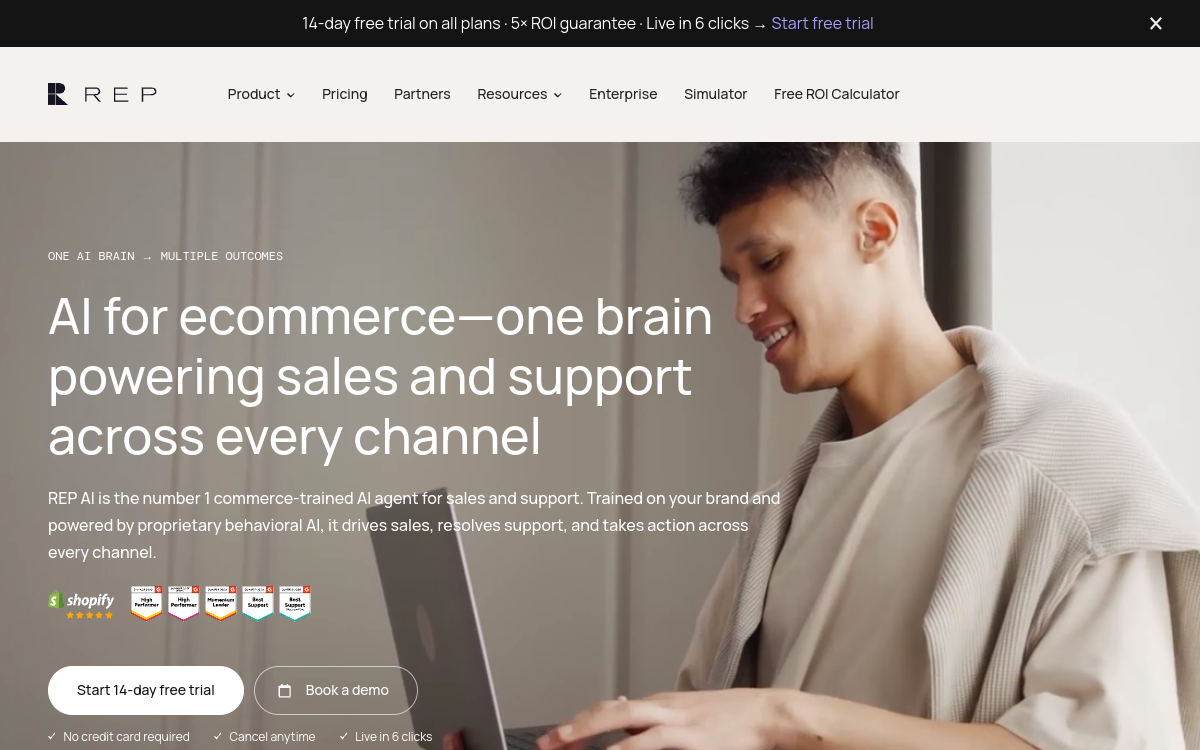 Rep AI: Sales Concierge for eCommerce website screenshot