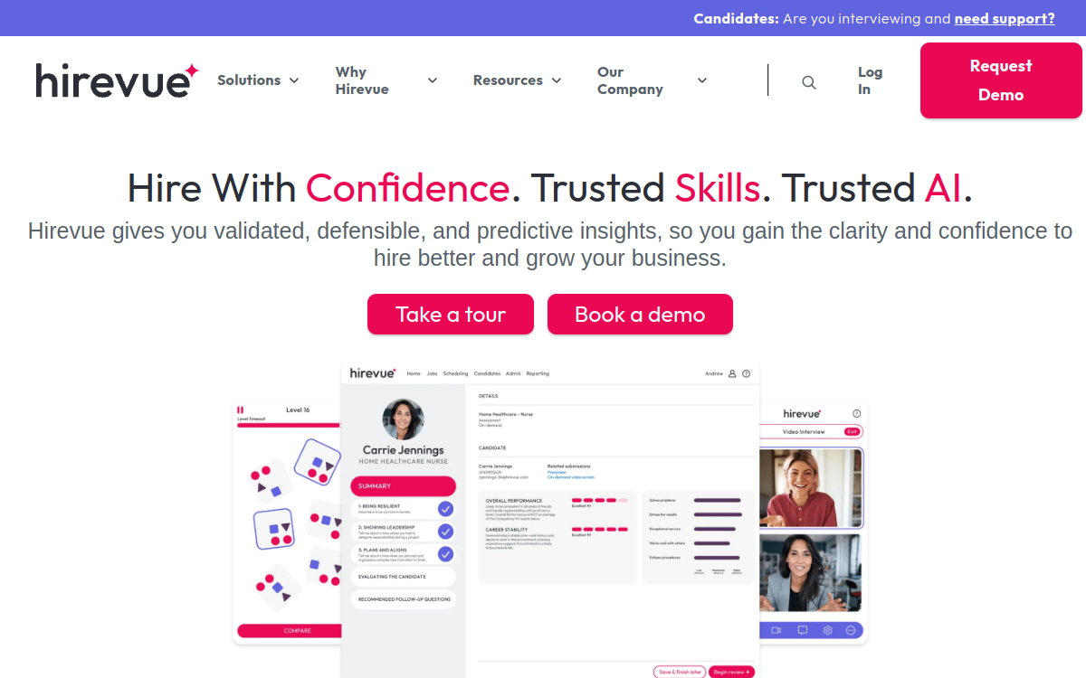 Hirevue website screenshot