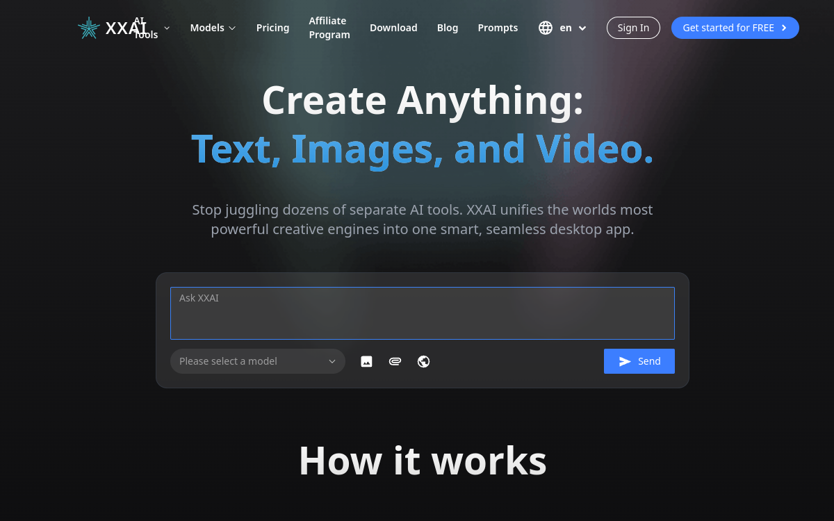 XX.AI website screenshot