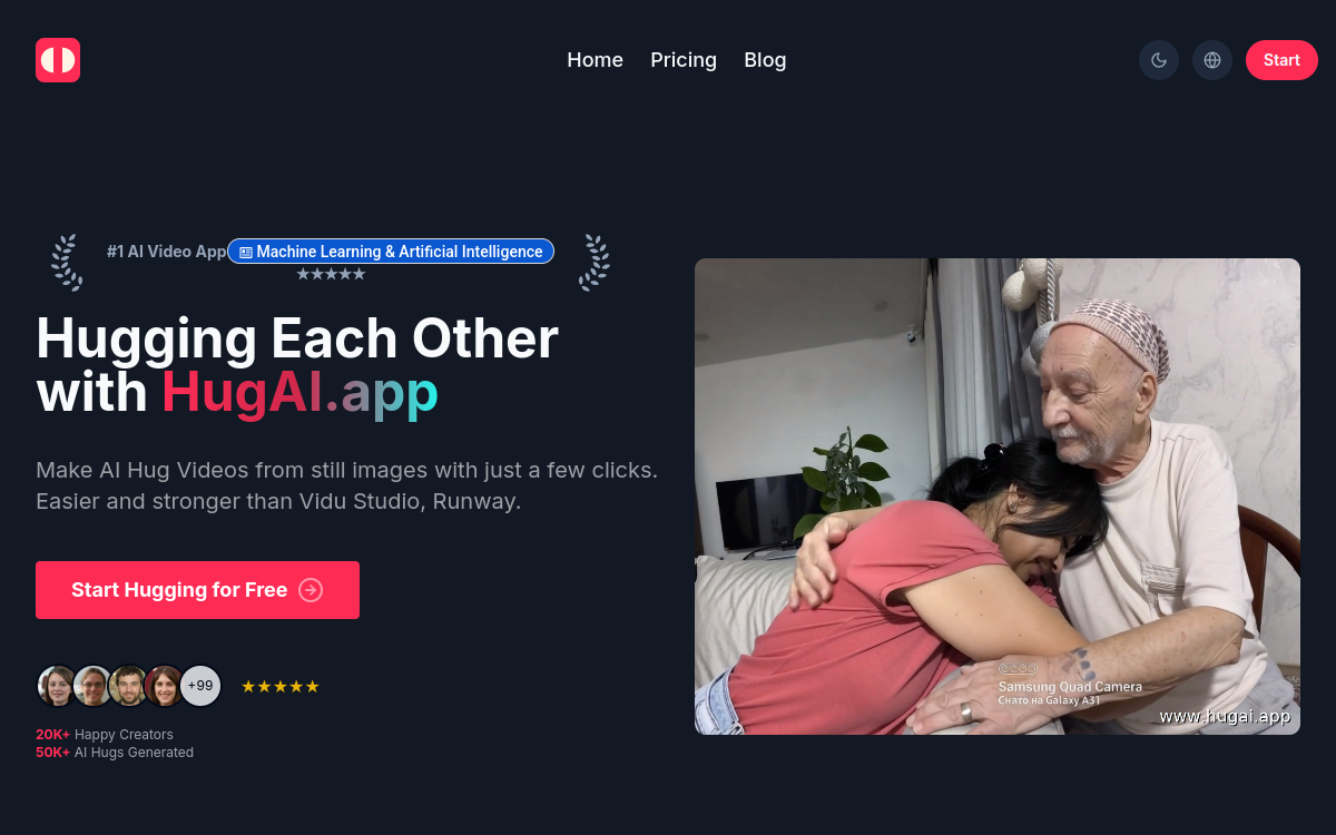 Hug AI website screenshot