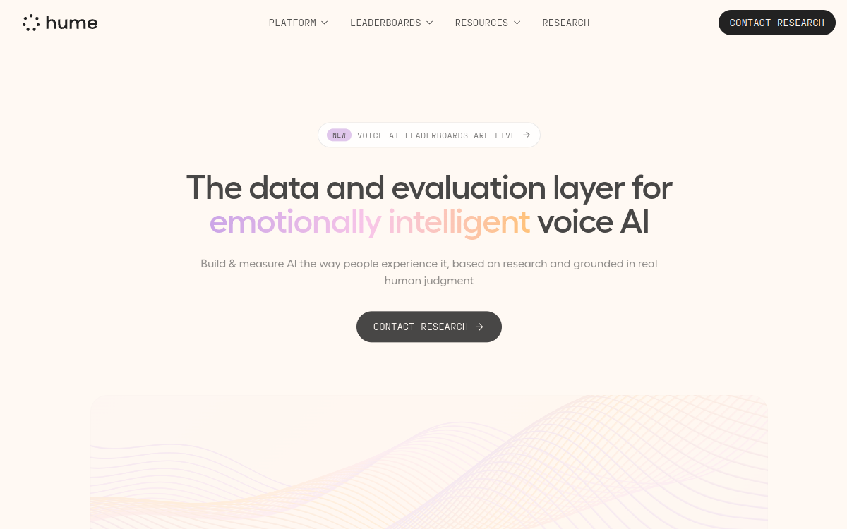 Hume AI website screenshot
