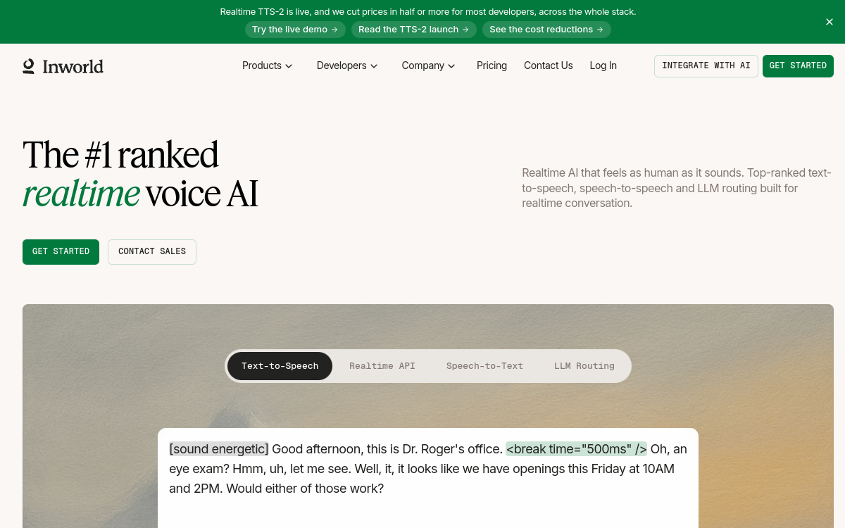 Inworld website screenshot