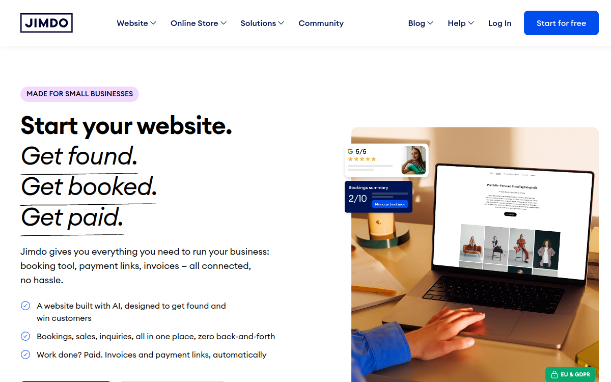 Jimdo website screenshot