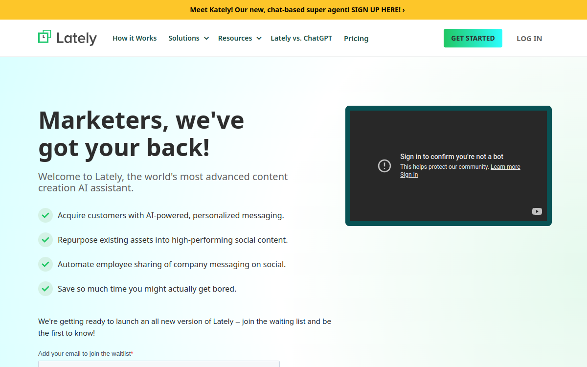 Lately AI website screenshot