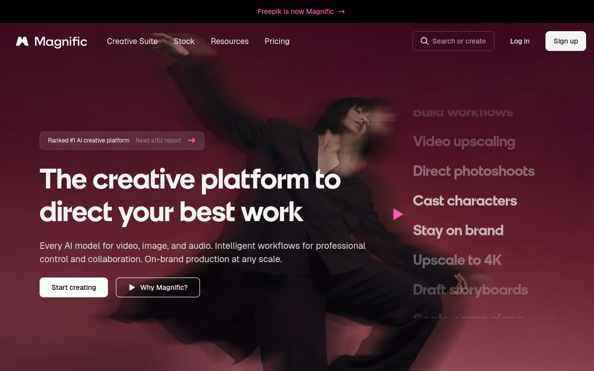 Magnific (formerly Freepik) website screenshot