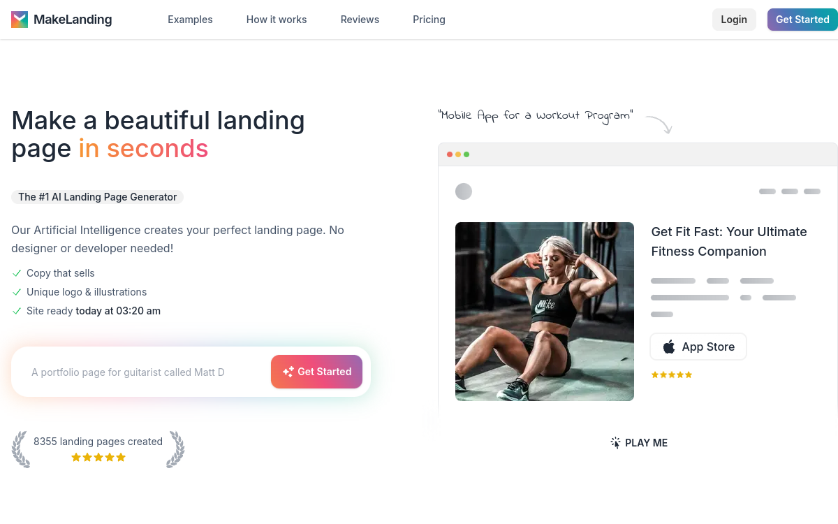 MakeLanding screenshot