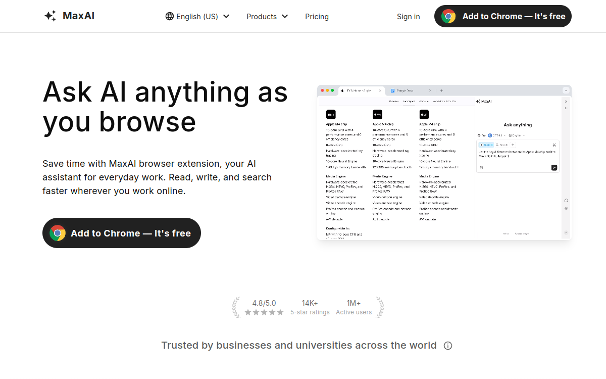 MaxAI.me website screenshot