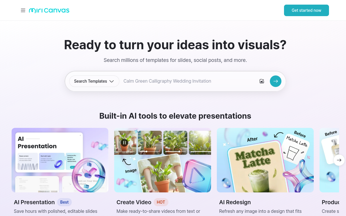 MiriCanvas website screenshot