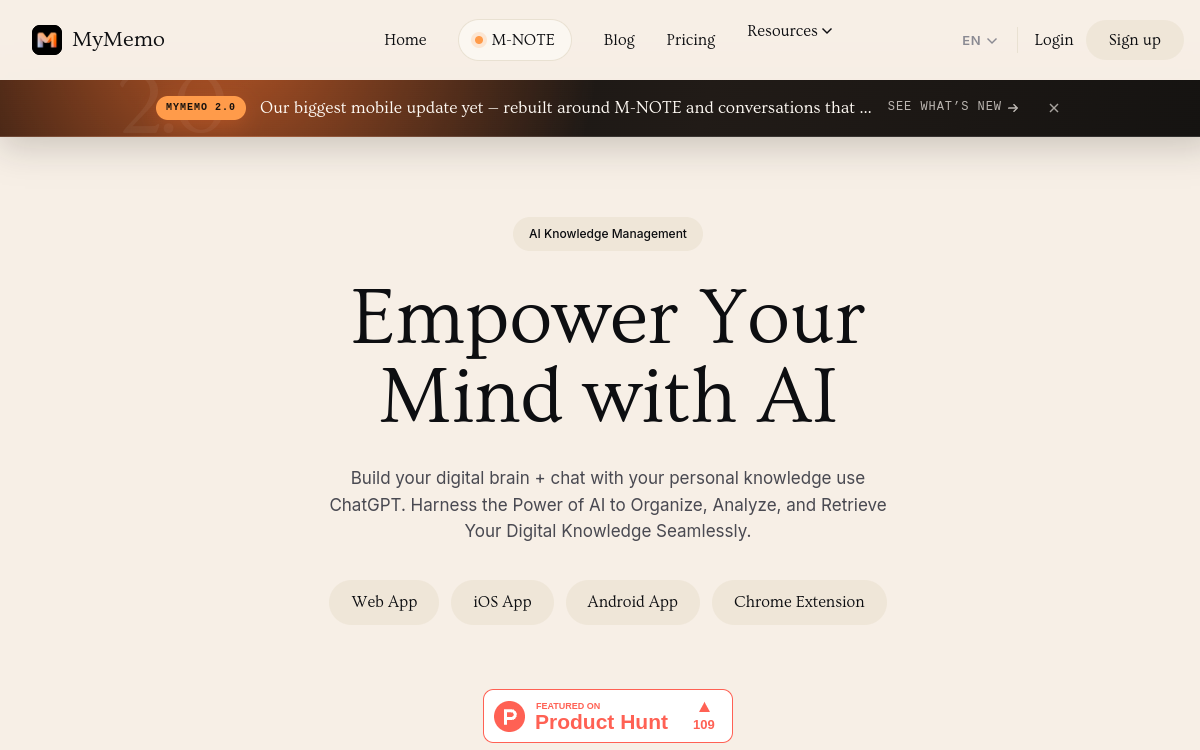 MyMemo AI website screenshot