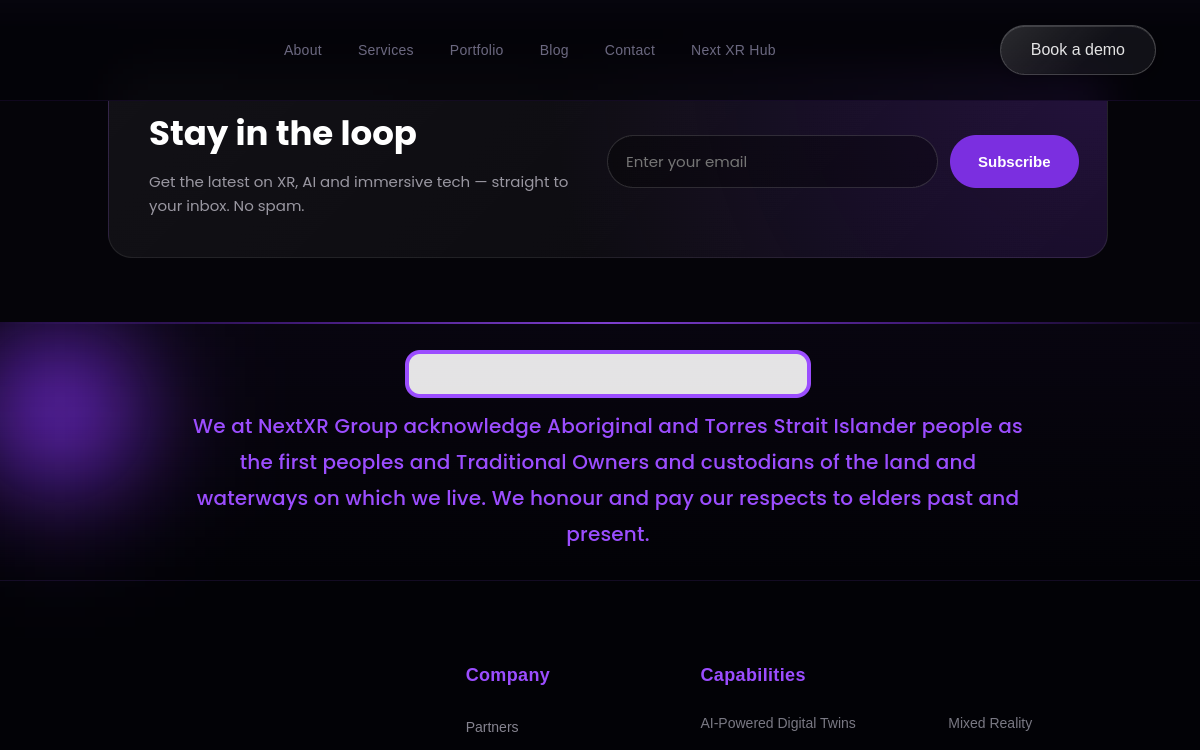 NextXR Group — website project designed and built by HEXADECA Solutions