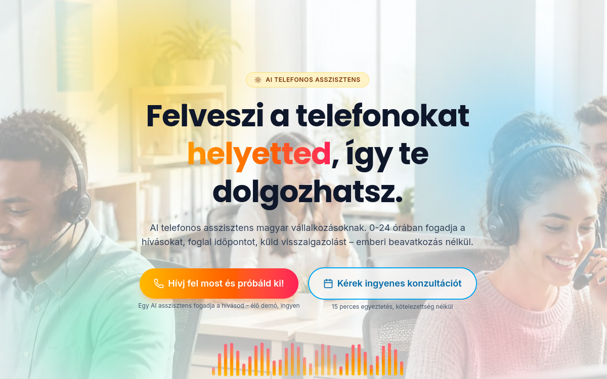 Northflow AI telefonos asszisztens landing oldal — Dóri AI fogadja a hívásokat 0-24 órában
